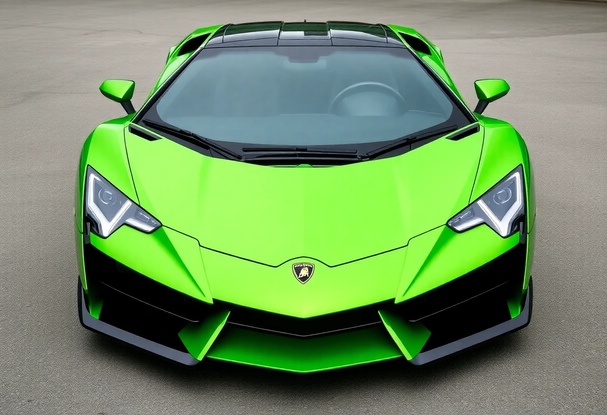 Lamborghini Revuelto, supercar hybride verte, vue de face